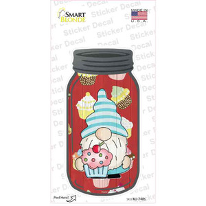 Gnome With Pink Cupcake Wholesale Novelty Mason Jar Sticker Decal