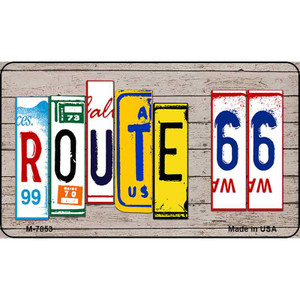 Route 66 Wood License Plate Art Wholesale Novelty Metal Magnet