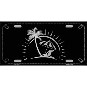 Beach Design Black Brushed Chrome Novelty Wholesale Metal License Plate