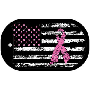 Vintage American Flag Pink Ribbon Wholesale Novelty Metal Dog Tag Necklace