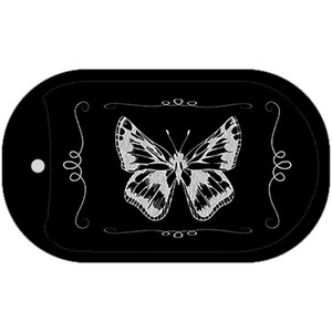 Butterfly Black Brushed Chrome Wholesale Novelty Metal Dog Tag Necklace