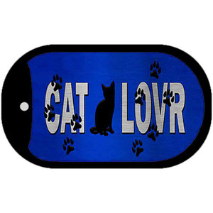 Cat Lover Blue Brushed Chrome Wholesale Novelty Metal Dog Tag Necklace