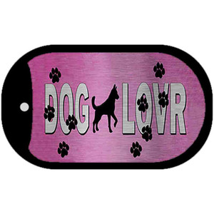 Dog Lover Pink Brushed Chrome Wholesale Novelty Metal Dog Tag Necklace