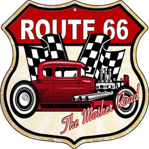Red Hot Rod Side Route 66 Wholesale Novelty Metal Highway Shield