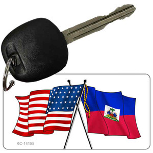Haiti Crossed US Flag Wholesale Novelty Metal Key Chain