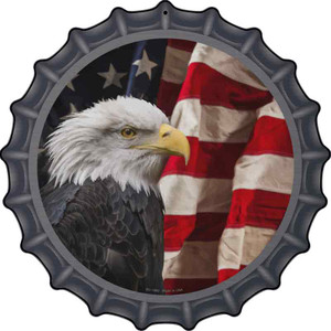 Bald Eagle American Flag Wholesale Novelty Metal Bottle Cap Sign BC-1860
