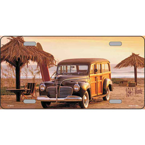 1941 Woody On The Beach Wholesale Metal Novelty License Plate