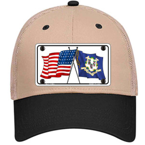 Connecticut Crossed US Flag Wholesale Novelty License Plate Hat