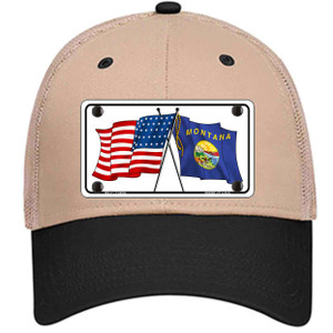 Montana Crossed US Flag Wholesale Novelty License Plate Hat