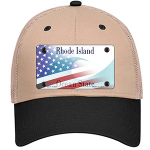 Rhode Island with American Flag Wholesale Novelty License Plate Hat