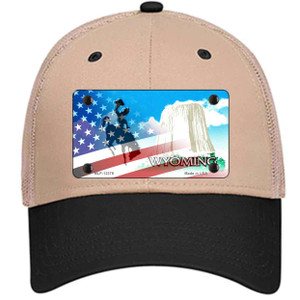 Wyoming with American Flag Wholesale Novelty License Plate Hat