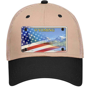 Wyoming State with American Flag Wholesale Novelty License Plate Hat