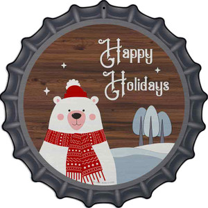 Happy Holidays Polar Bear Wholesale Novelty Metal Bottle Cap Sign