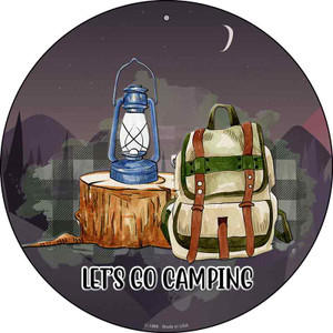 Lets Go Camping Wholesale Novelty Metal Circle Sign