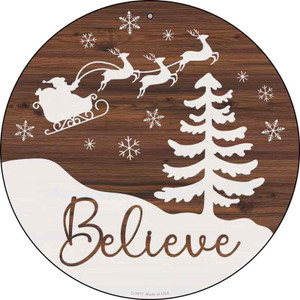 Believe Santa Sleigh Wholesale Novelty Metal Circle Sign