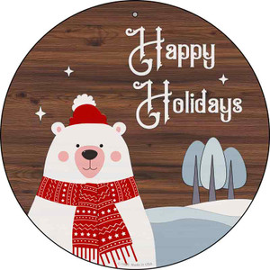 Happy Holidays Polar Bear Wholesale Novelty Metal Circle Sign