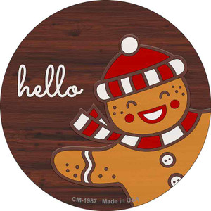 Gingerbread Man Says Hello Wholesale Novelty Circle Coaster Set of 4