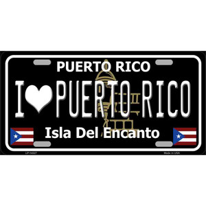 I Love Puerto Rico Black Wholesale Novelty Metal License Plate