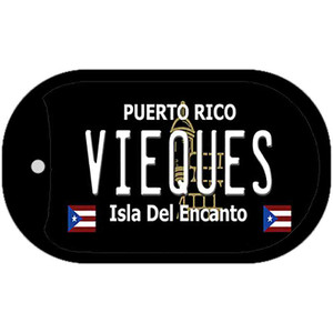 Vieques Puerto Rico Black Wholesale Novelty Metal Dog Tag Necklace