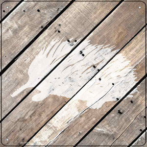 Porcupine Silhouette Wood Plank Wholesale Novelty Metal Square Sign