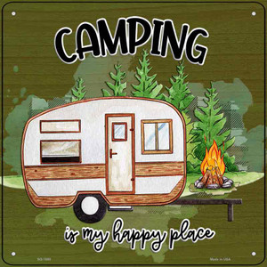 Camping Is My Happy Place Wholesale Novelty Metal Square Sign