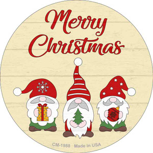 Merry Christmas Gnomes Tan Wholesale Novelty Circle Coaster Set of 4