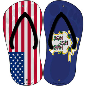 USA|Connecticut Flag Wholesale Novelty Metal Flip Flops (Set of 2)