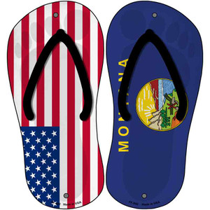 USA|Montana Flag Wholesale Novelty Metal Flip Flops (Set of 2)