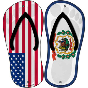 USA|West Virginia Flag Wholesale Novelty Metal Flip Flops (Set of 2)