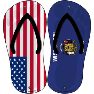 USA|Wisconsin Flag Wholesale Novelty Metal Flip Flops (Set of 2)