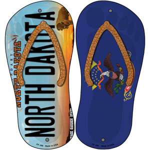 North Dakota|ND Flag Wholesale Novelty Metal Flip Flops (Set of 2)