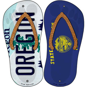 Oregon|OR Flag Wholesale Novelty Metal Flip Flops (Set of 2)