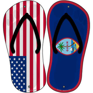 USA|Guam Flag Wholesale Novelty Metal Flip Flops (Set of 2)