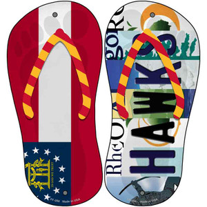 GA Flag|Hawks Strip Art Wholesale Novelty Metal Flip Flops (Set of 2)