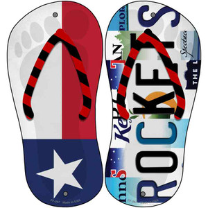 TX Flag|Rockets Strip Art Wholesale Novelty Metal Flip Flops (Set of 2)
