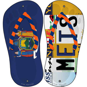 NY Flag|Mets Strip Art Wholesale Novelty Metal Flip Flops (Set of 2)