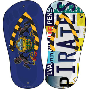 PA Flag|Pirates Strip Art Wholesale Novelty Metal Flip Flops (Set of 2)