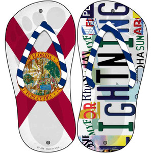 FL Flag|Lightning Strip Art Wholesale Novelty Metal Flip Flops (Set of 2)