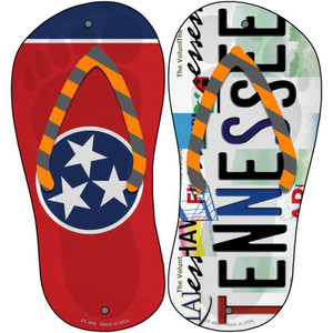 TN Flag|Tennessee Strip Art Wholesale Novelty Metal Flip Flops (Set of 2)