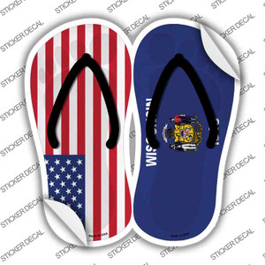 USA|Wisconsin Flag Wholesale Novelty Flip Flops Sticker Decal