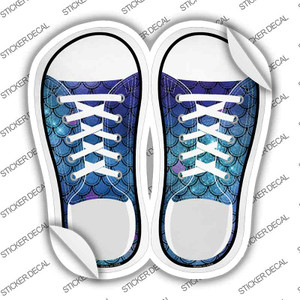 Blue Glitter Scales Wholesale Novelty Shoe Outlines Sticker Decal