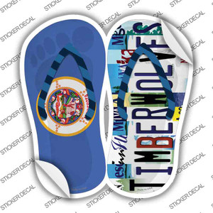 MN Flag|Timberwolves Strip Art Wholesale Novelty Flip Flops Sticker Decal