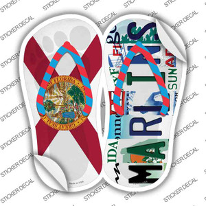 FL Flag|Marlins Strip Art Wholesale Novelty Flip Flops Sticker Decal