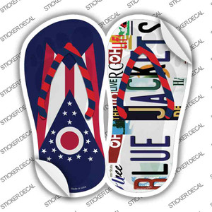 OH Flag|Blue Jackets Strip Art Wholesale Novelty Flip Flops Sticker Decal