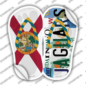 FL Flag|Jaguars Strip Art Wholesale Novelty Flip Flops Sticker Decal