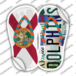 FL Flag|Dolphins Strip Art Wholesale Novelty Flip Flops Sticker Decal