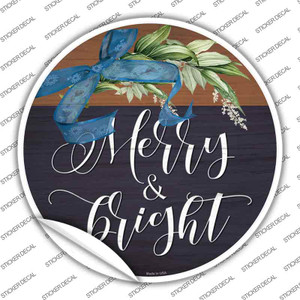 Merry And Bright Bow Wreath Wholesale Novelty Circle Sticker Decal