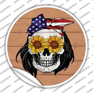 Sunflower Skull Wholesale Novelty Circle Sticker Decal