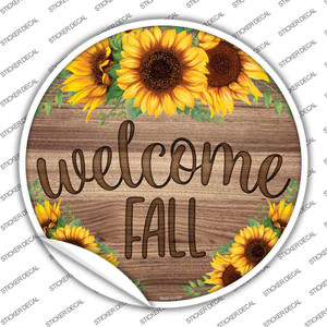 Welcome Fall Sunflowers Wholesale Novelty Circle Sticker Decal