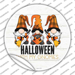Halloween With My Gnomies Wholesale Novelty Circle Sticker Decal